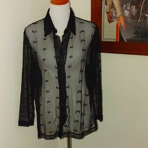 XOOX sheer button down shirt